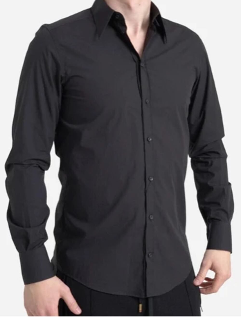 Dolce & Gabanna Men's Black Cotton 'Martini' Shirt sz 15.5 / 39